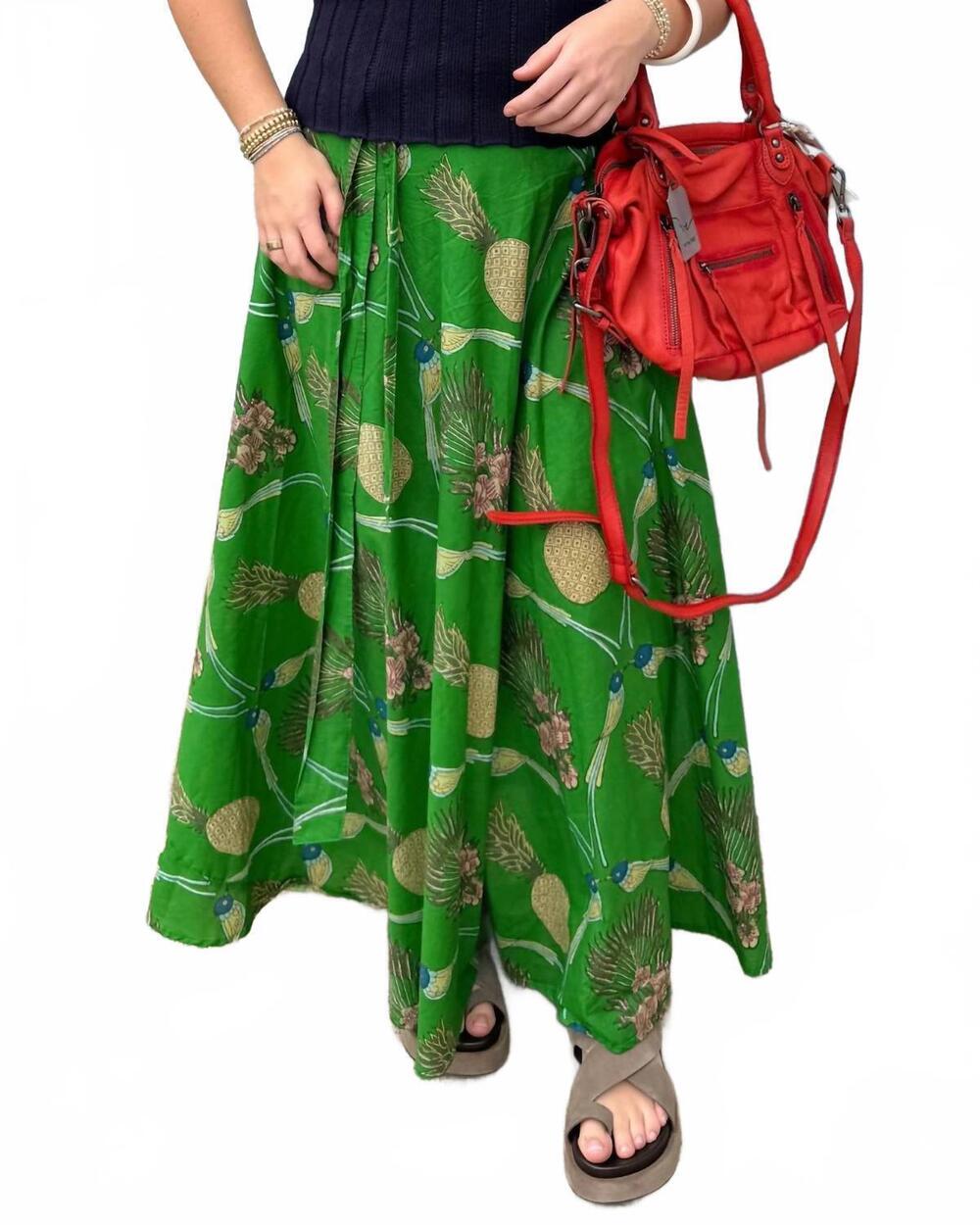 NEW FARYLINA maxi cotton blend skirt in rio